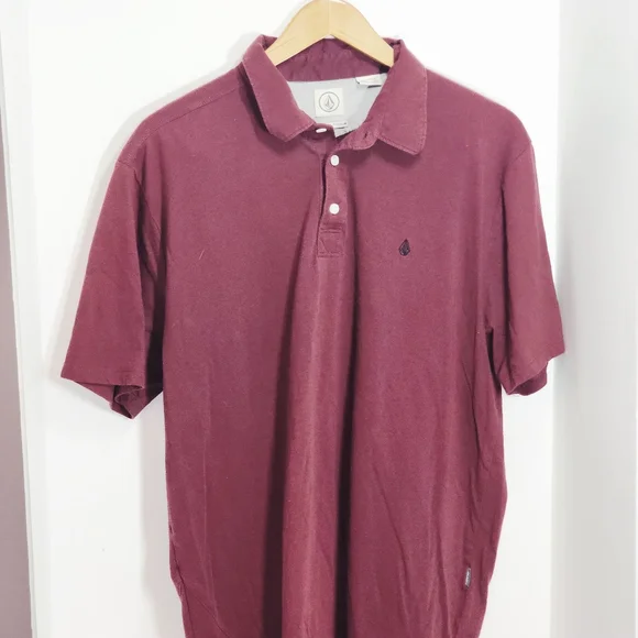 Volcom Polo Shirt Adult X-Large Burgundy Skater Skateboarder Casual Rugby Mens - Picture 4 of 7
